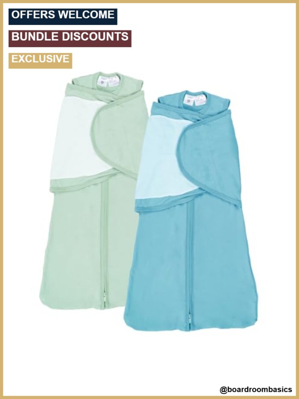 0.5 TOG Newborn Sleep Sack Swaddle 2 Pack Silent Velcro Breathable